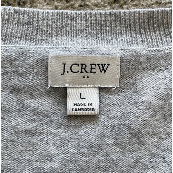 J Crew Womens Cotton Wool Blend Pullover Sweater Sz L Gray Side Slit Round Hem - Picture 4 of 10